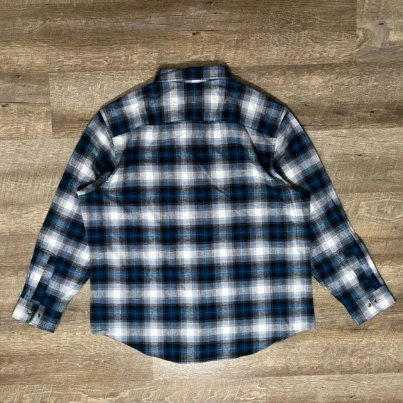 NWT Pendleton Mason Flannel Shirt Men's XL Blue Plaid Long Sleeve Button Up - Picture 2 of 7